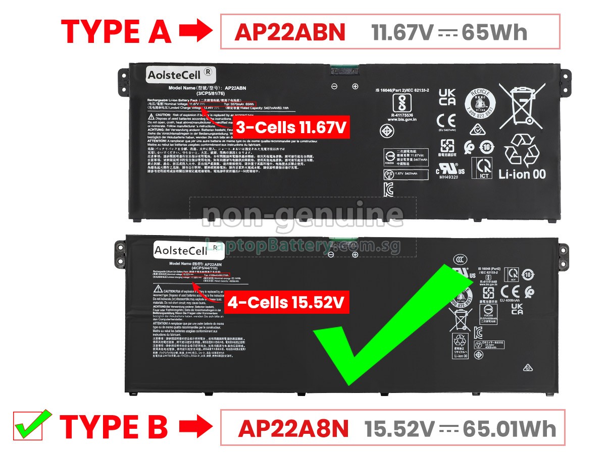 replacement Acer SWIFT GO 16 SFG16-71-50P7 battery
