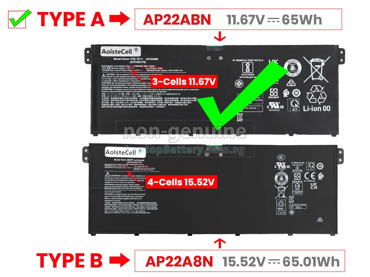 replacement Acer SWIFT GO 16 SFG16-71-50P7 battery