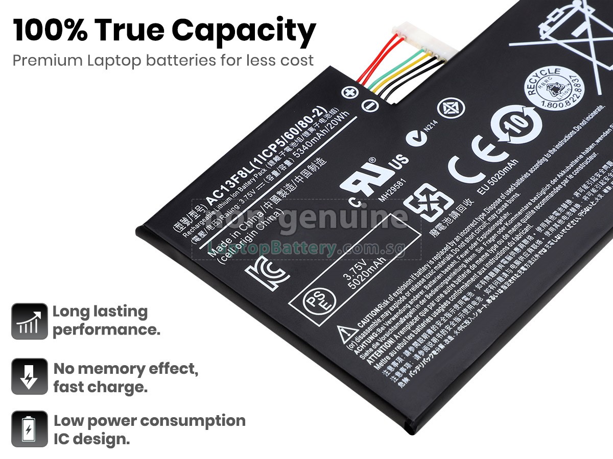 replacement Acer Iconia Tab A1-A810 battery
