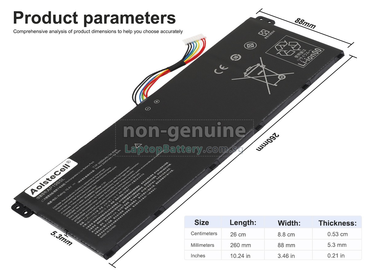 replacement Acer AP19B5L battery