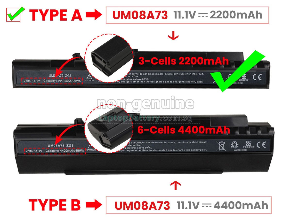 replacement Acer UM08B51 battery