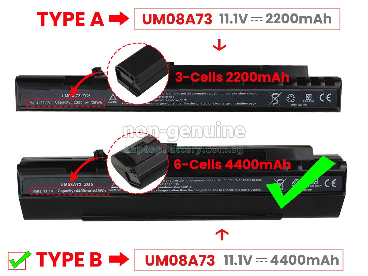 replacement Acer UM08B51 battery