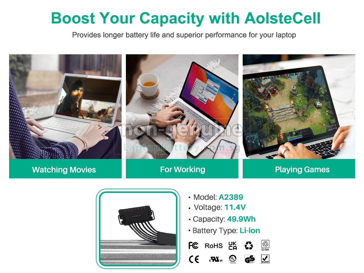 replacement Apple MacBook Air 2020 M1 A2337 EMC 3598 battery