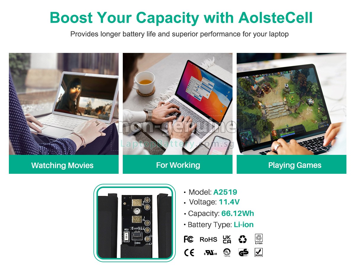 replacement Apple MacBook Pro 14-inch M1 Pro 10 CPU 16 GPU battery