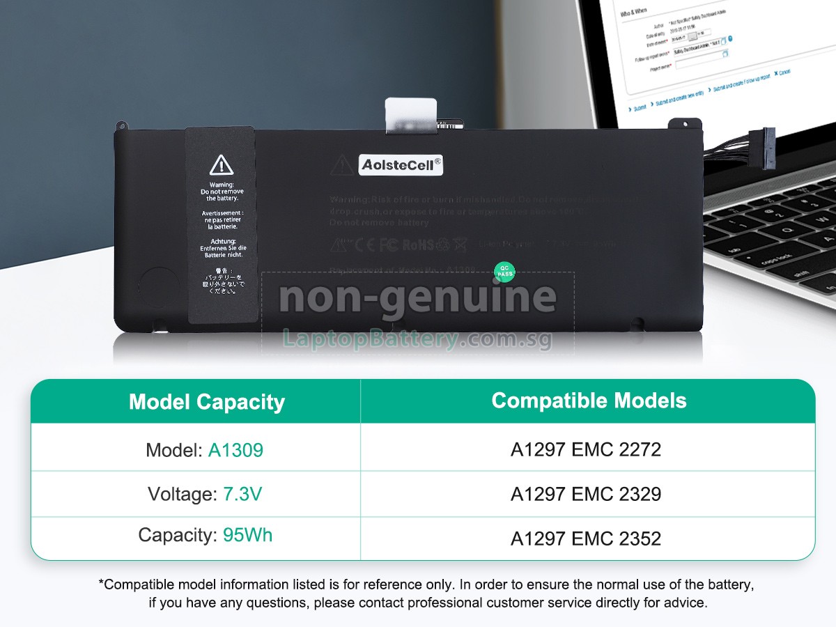 replacement Apple MacBook Pro Core I7 2.8GHZ 17 inch A1297(EMC 2352*) battery