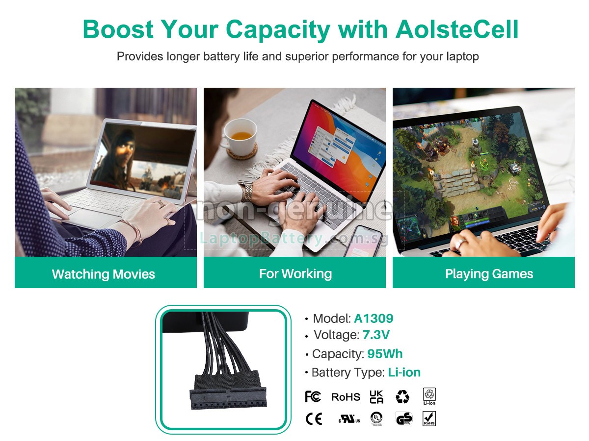 replacement Apple MacBook Pro Core I7 2.8GHZ 17 inch A1297(EMC 2352*) battery