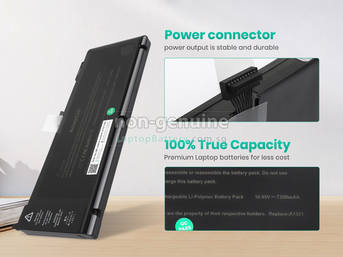 replacement Apple MacBook Pro Core 2 DUO 2.53GHZ 15.4 inch A1286(EMC 2324*) battery