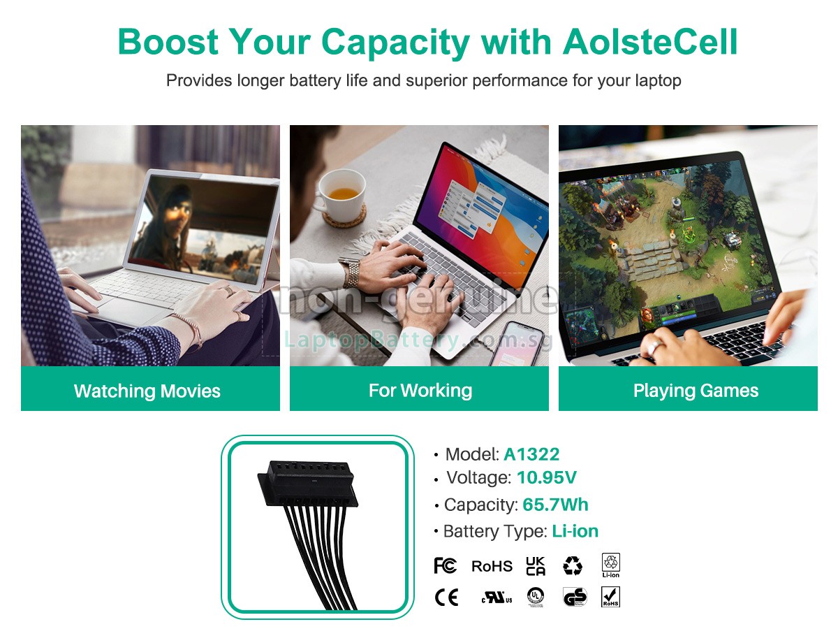 replacement Apple MacBook Pro Core 2 DUO 2.66GHZ 13.3 inch A1278(EMC 2351*) battery