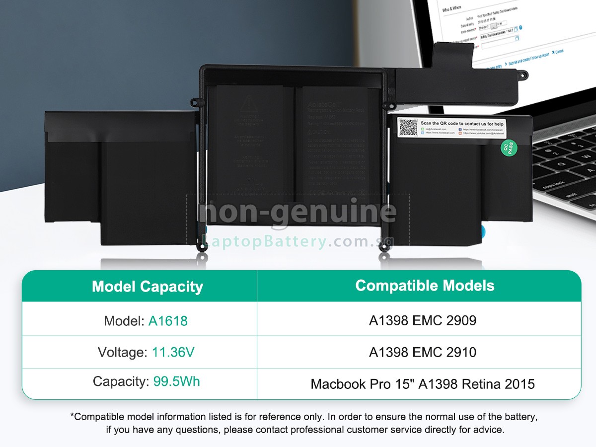 replacement Apple MacBook Pro 15.4 inch Retina MJLT2LL/A battery