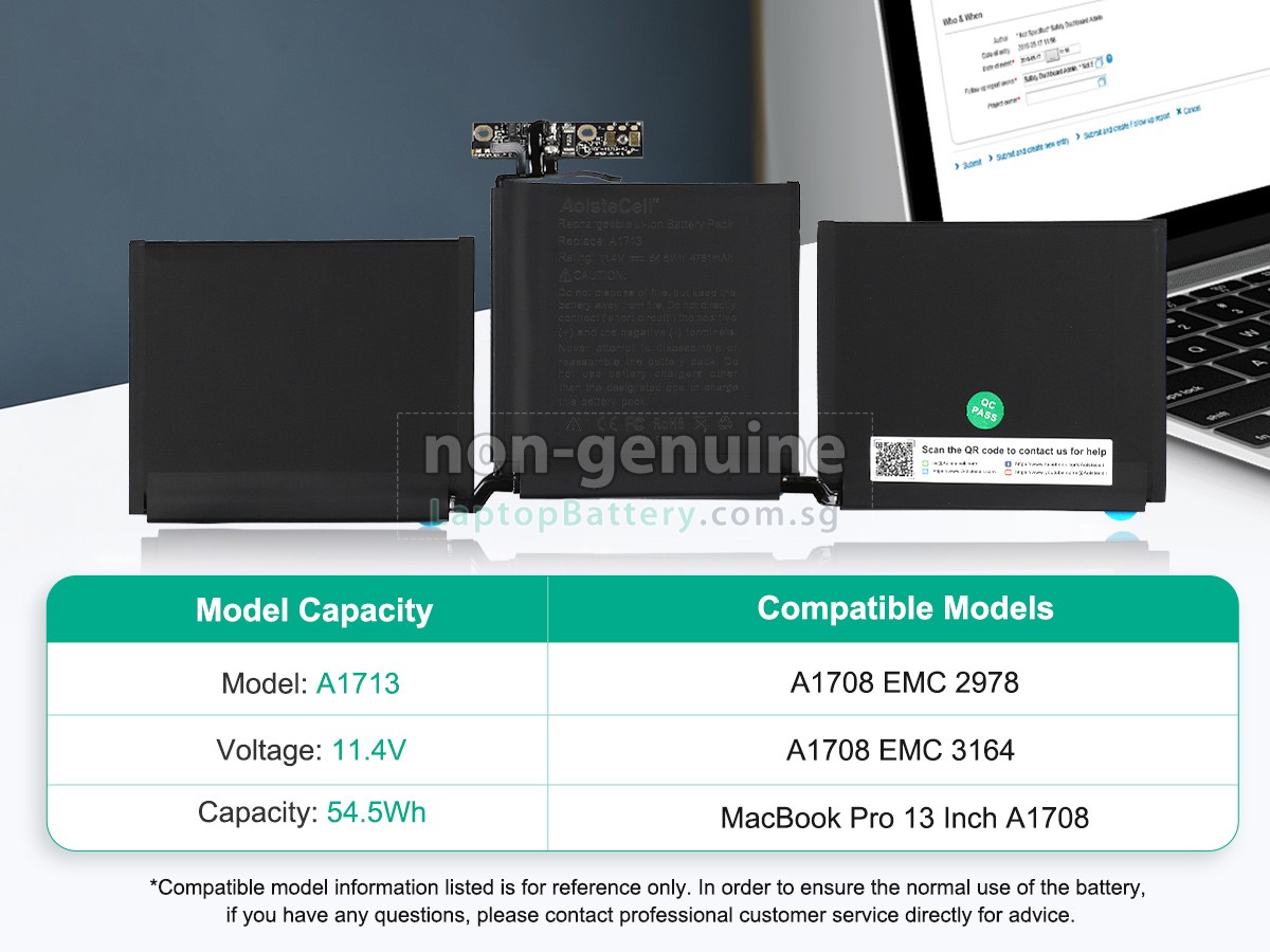 replacement Apple MacBook Pro Core I5 2.0GHZ 13.3 inch Retina A1708(EMC 2978) battery