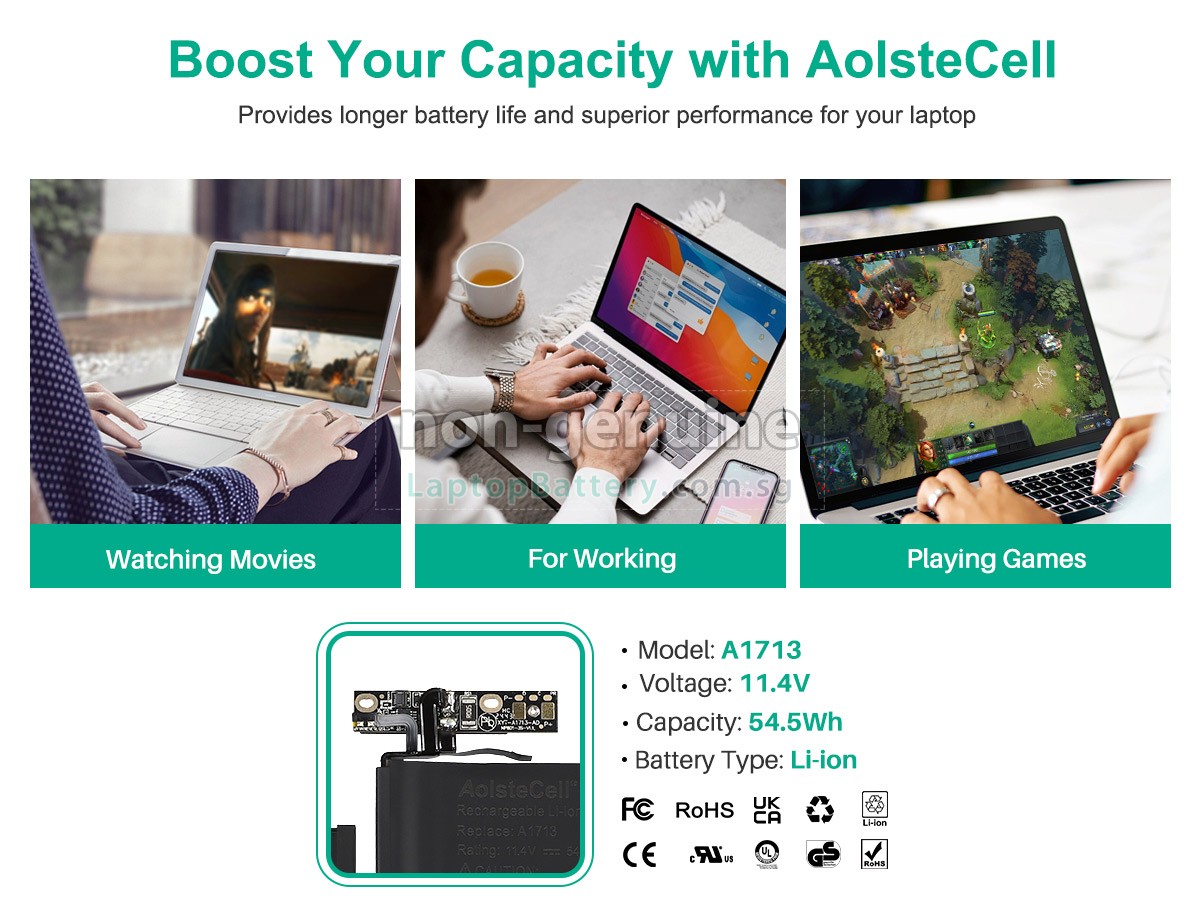 replacement Apple MacBook Pro Core I5 2.0GHZ 13.3 inch Retina A1708(EMC 2978) battery