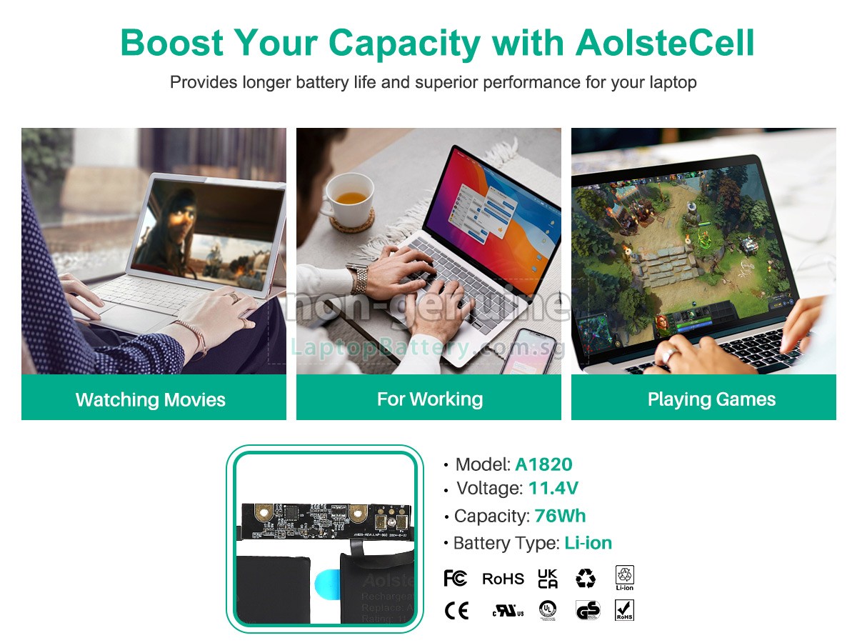 replacement Apple MacBook Pro 15.4 inch TOUCH A1707(EMC 3162) battery