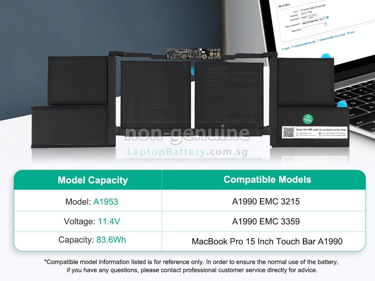 replacement Apple MacBook Pro Core I7 2.6G 15 inch TOUCH/2018 battery