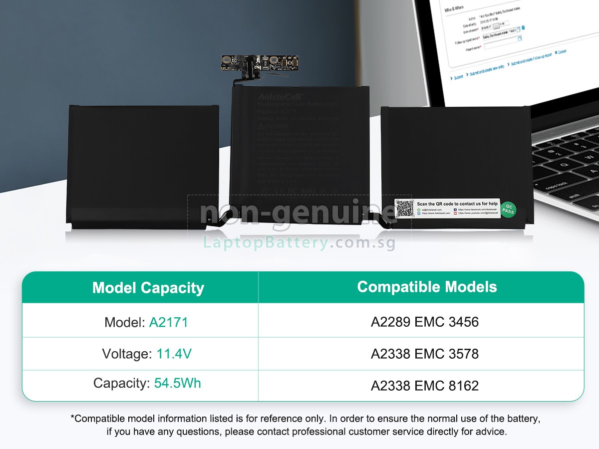 replacement Apple MacBook Pro 13-inch 2020 A2289 EMC 3456 battery