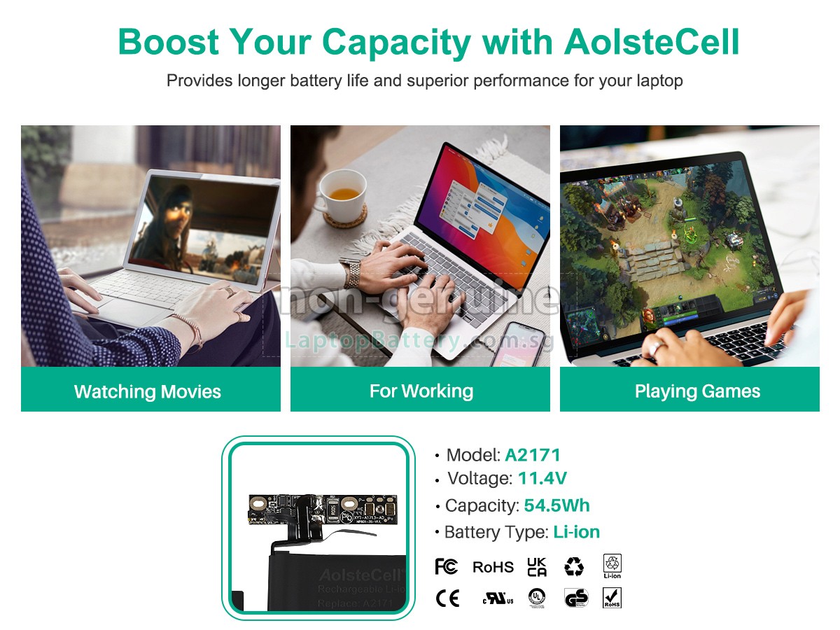 replacement Apple MacBook Pro 13-inch 2020 A2289 EMC 3456 battery