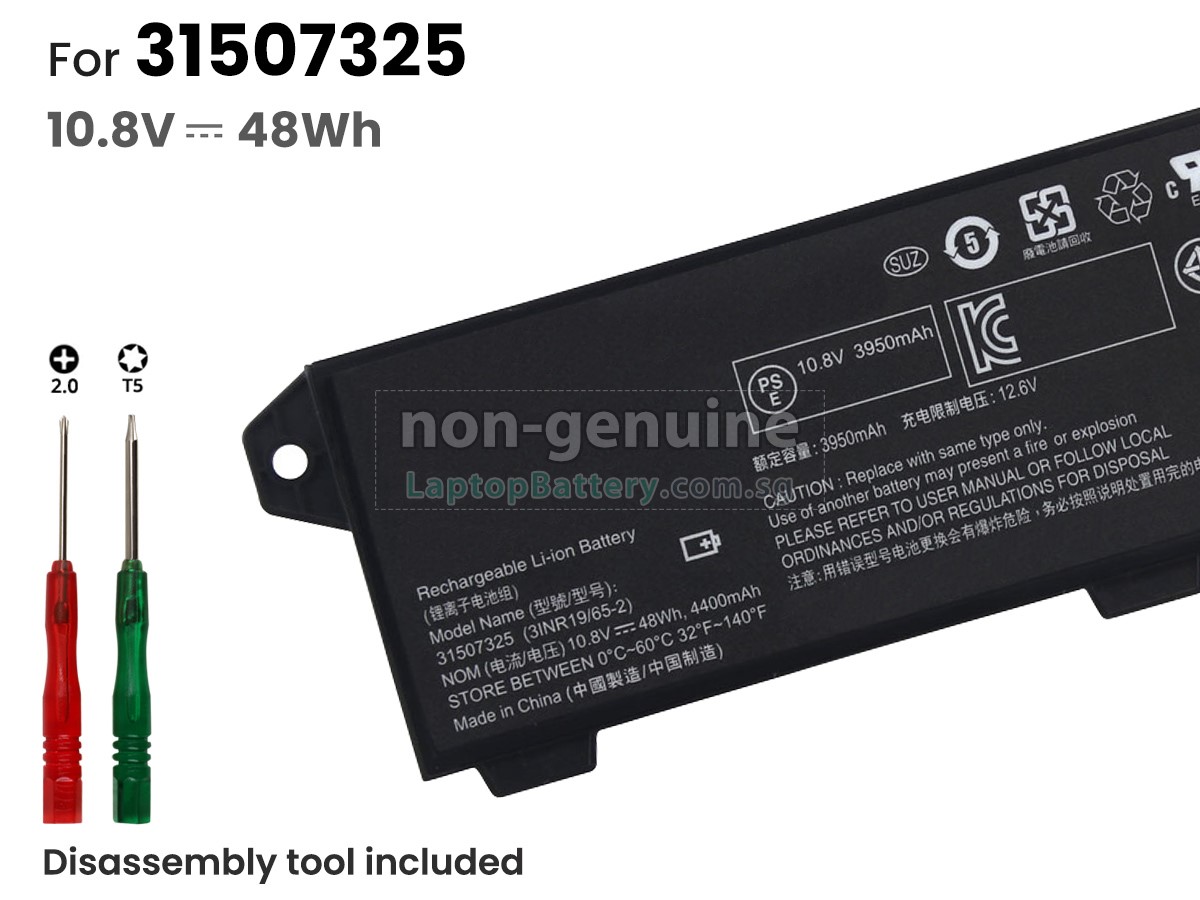 replacement Lenovo 31507325(3INR19/65-2) battery