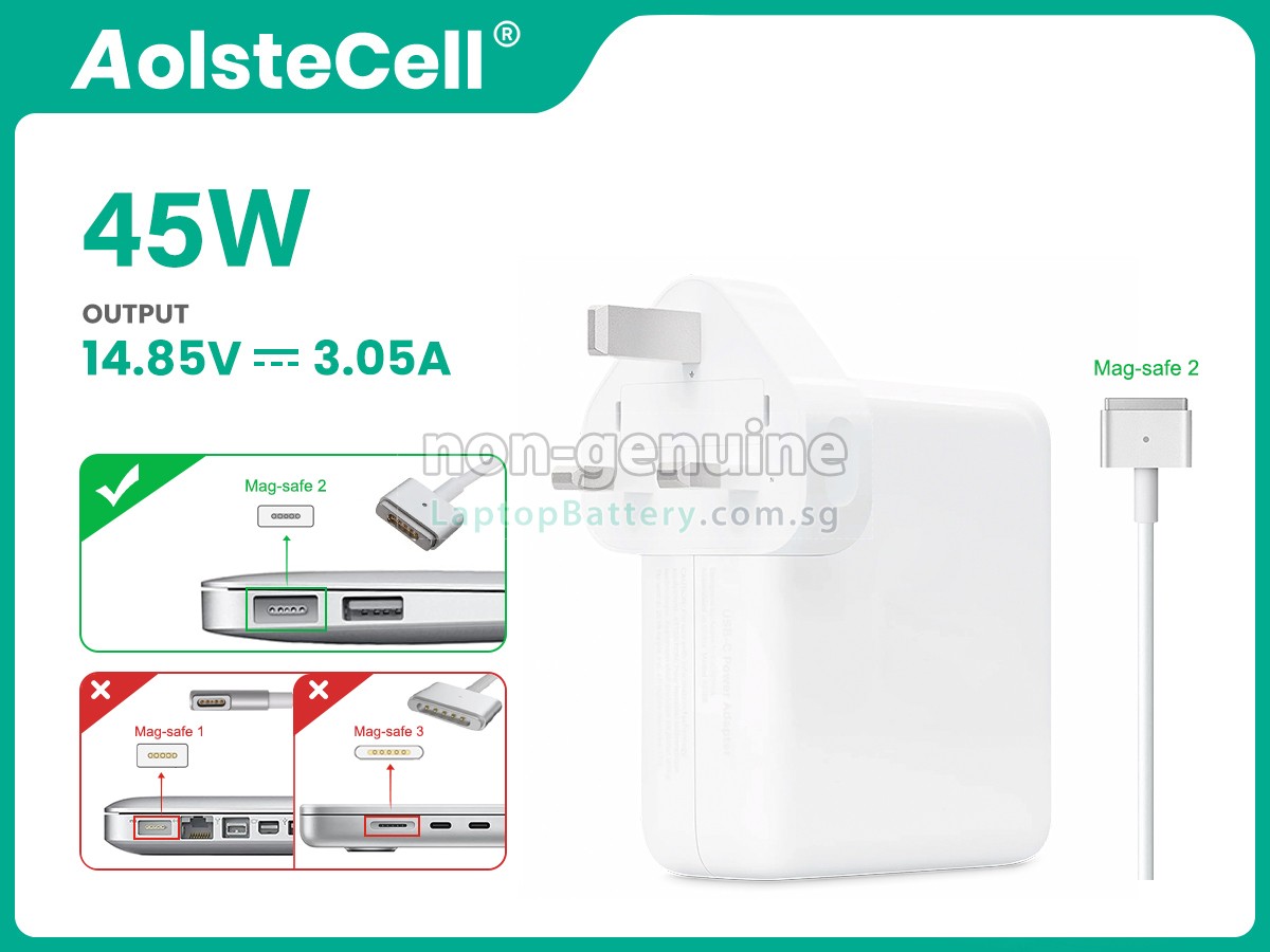 replacement Apple 45W 14.85V-3.05A MAGSAFE 2 adapter