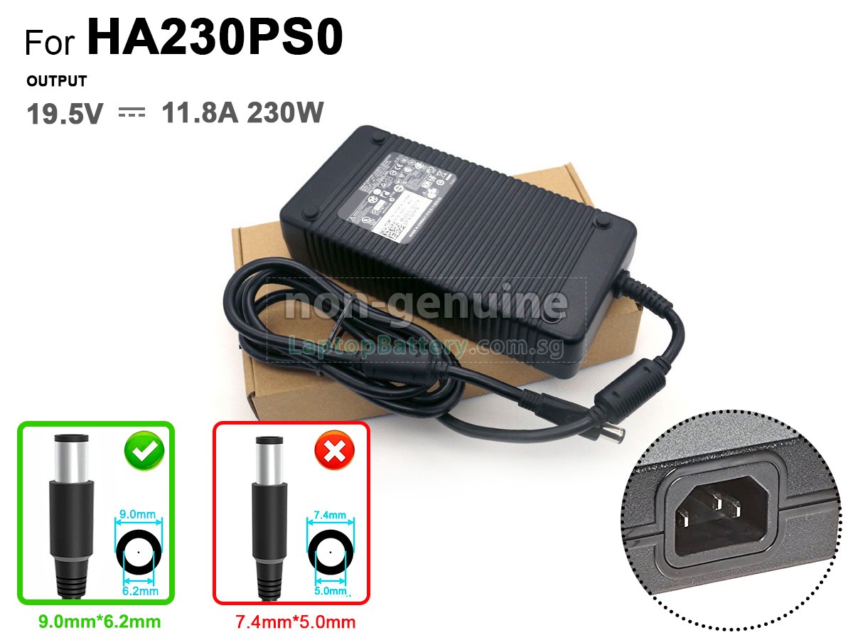 replacement Dell 230W 19.5V-11.8A 9.0*6.2MM adapter