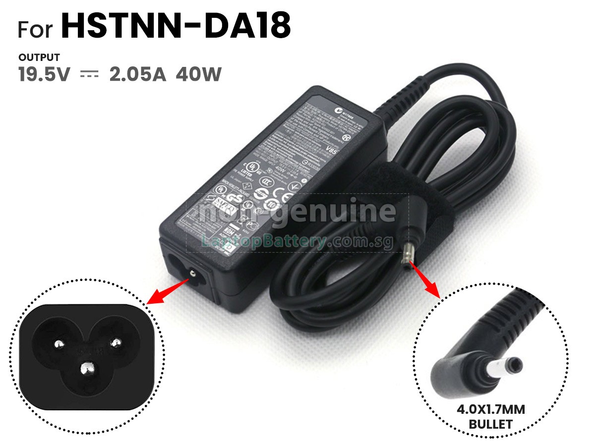 replacement HP 40W 19.5V-2.05A 100-240V~1.1A 50/60HZ adapter