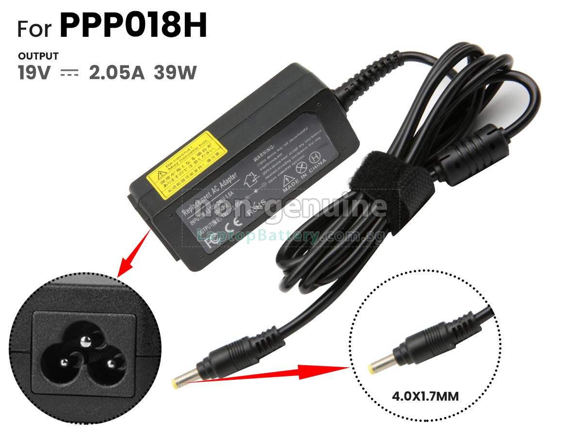replacement HP 39W 19V-2.05A 100-240V~1.6A 50/60HZ adapter