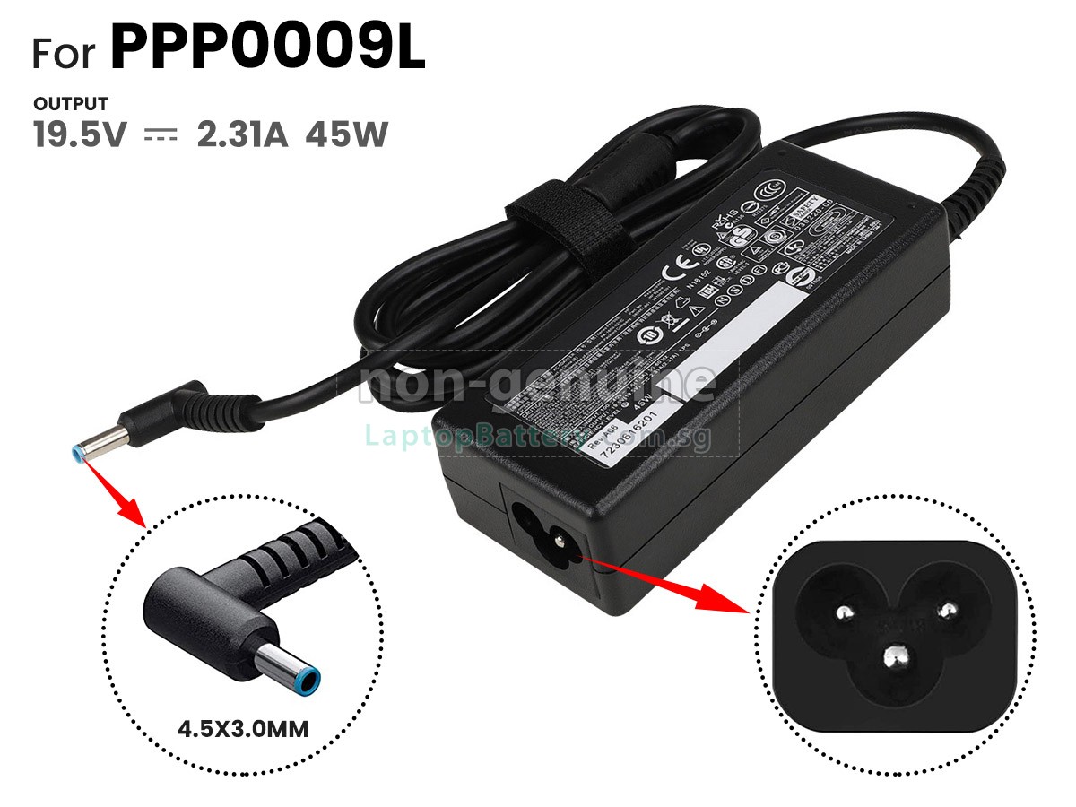 replacement HP 45W 19.5V-2.31A 100-240V~1.6A 50/60HZ adapter