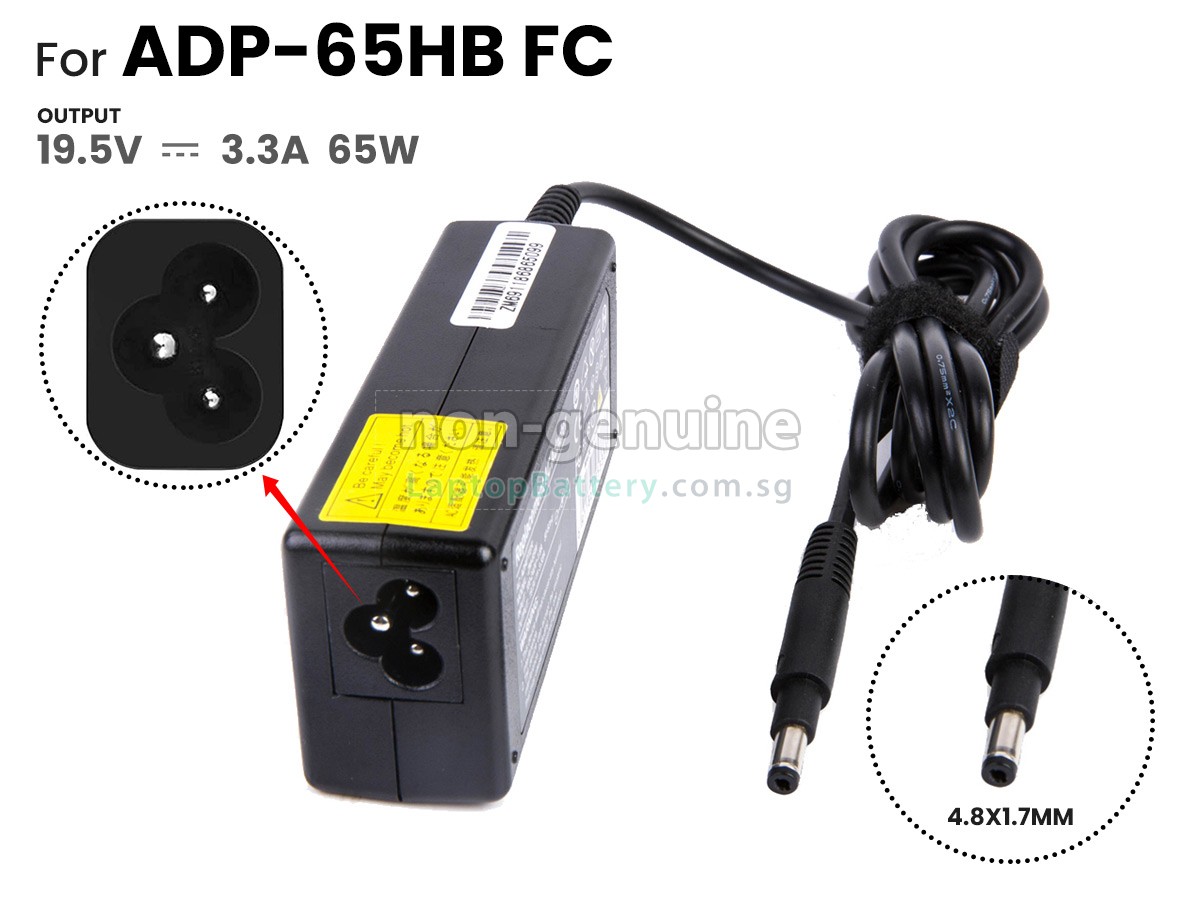 replacement HP 65W 19.5V-3.3A 100-240V~1.8A 50/60HZ adapter