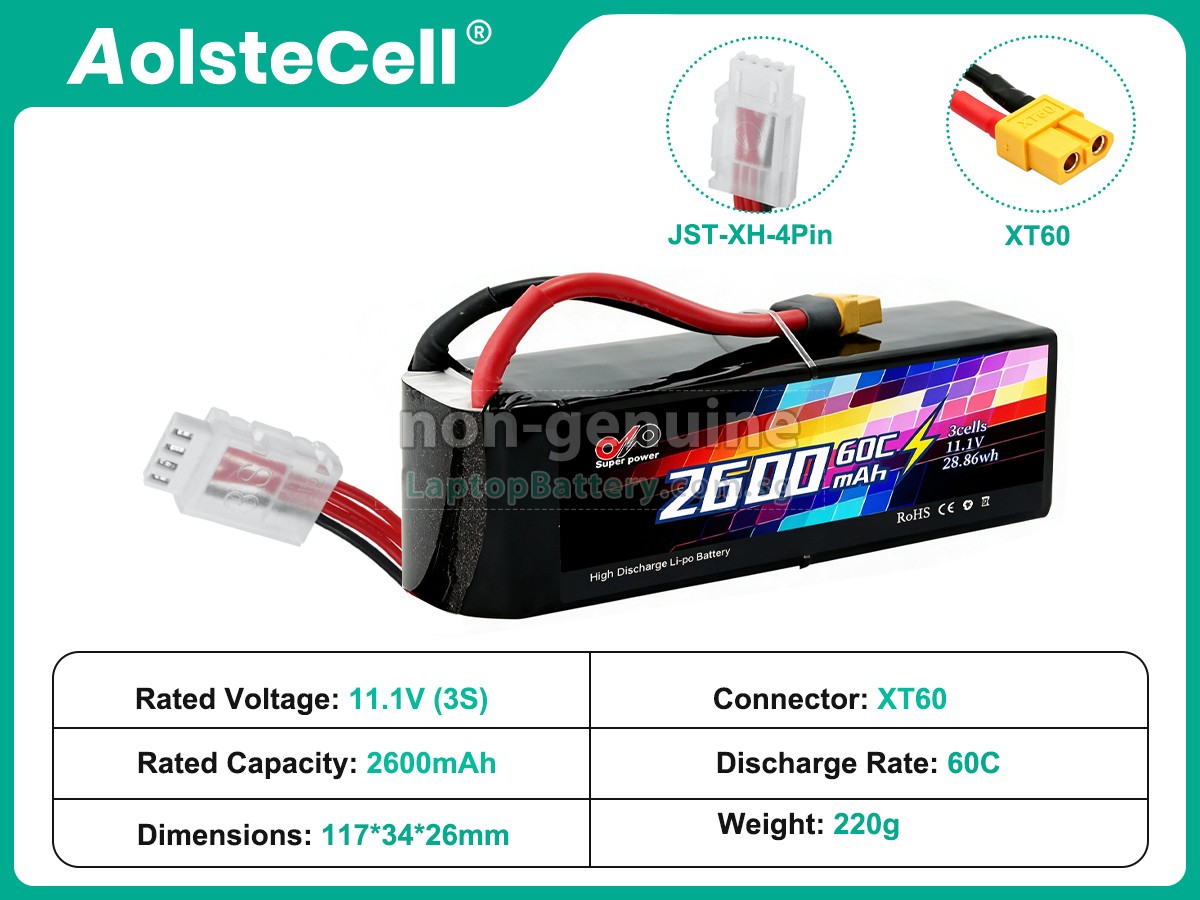 replacement AolsteCell 11.1V 2600MAH 60C XT60 battery