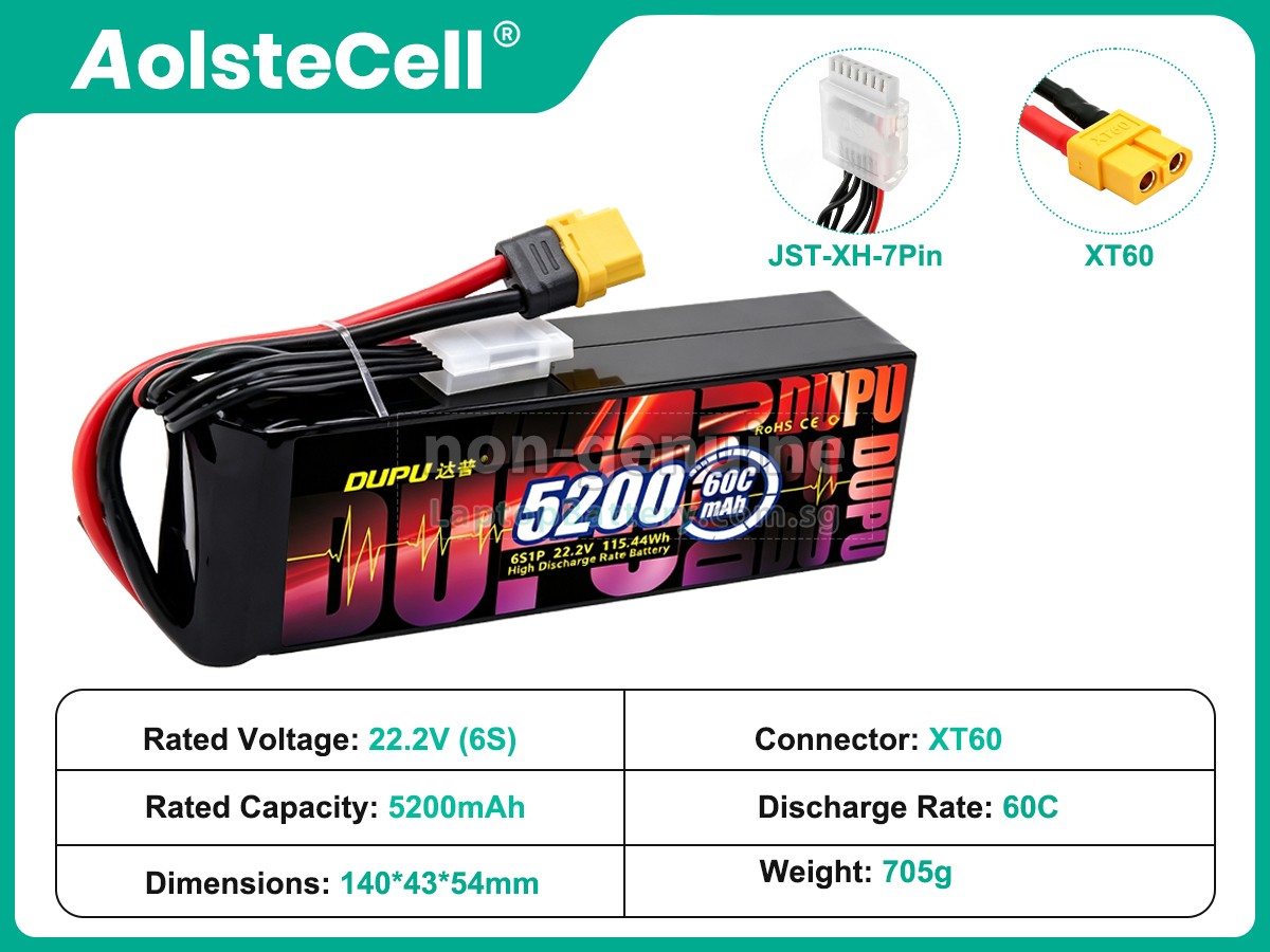 replacement AolsteCell 22.2V 5200MAH 60C XT60 battery