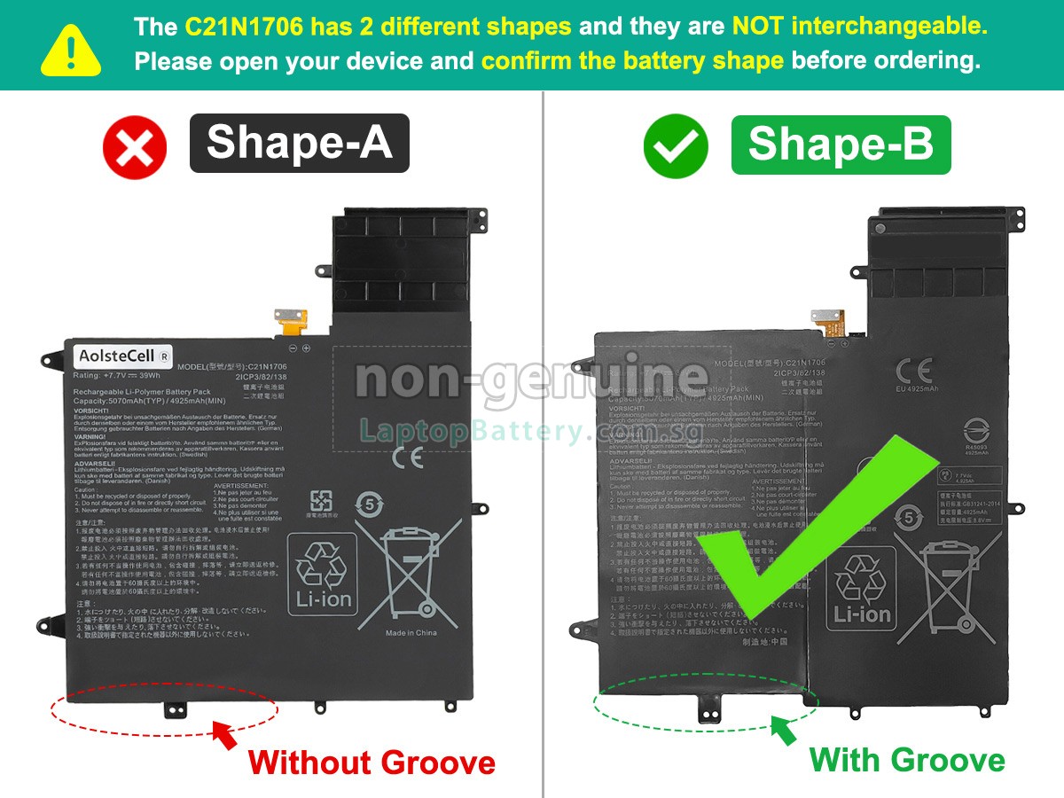 replacement Asus C21N1706(2ICP3/82/138) battery