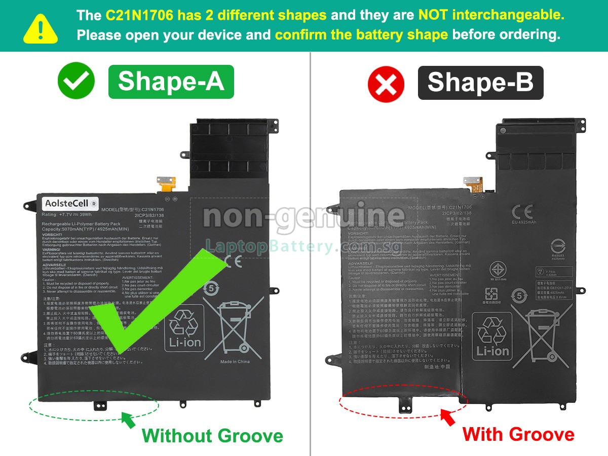 replacement Asus C21N1706(2ICP3/82/138) battery