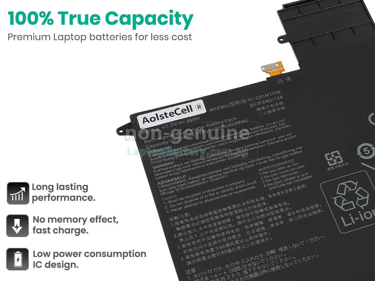 replacement Asus C21N1706(2ICP3/82/138) battery