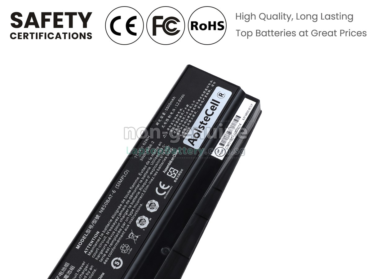 replacement Clevo N850BAT-6 battery