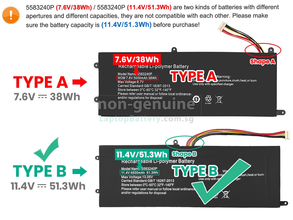 replacement Cooyes 5583240P battery