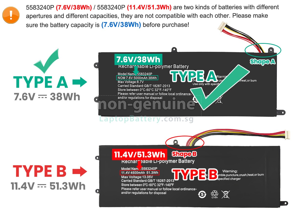 replacement Cooyes 5583240P battery