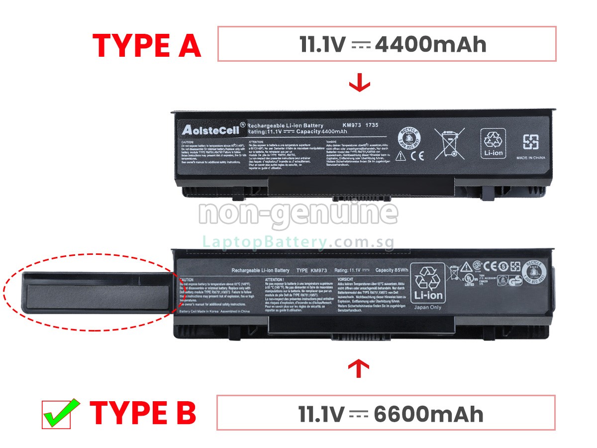 replacement Dell RM791 battery