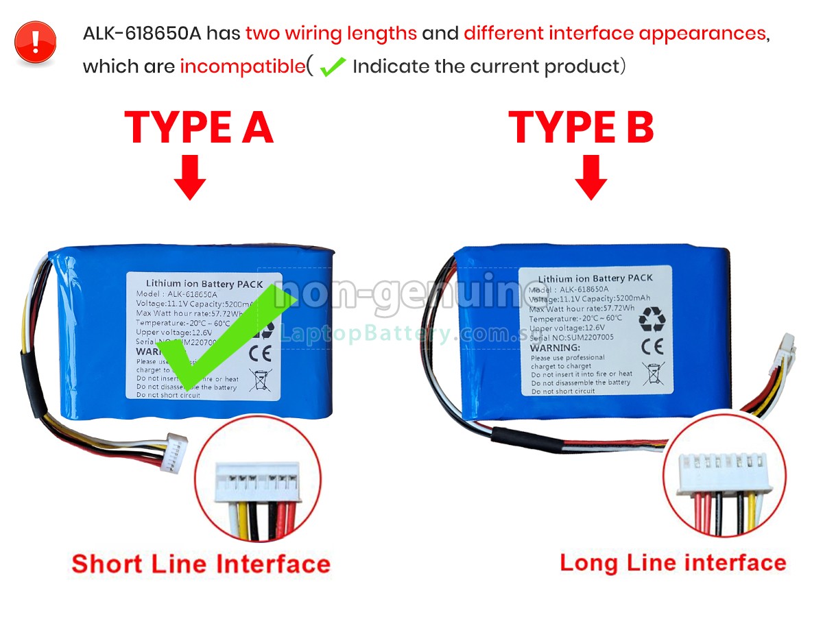 replacement Eloik ALK-618650A battery