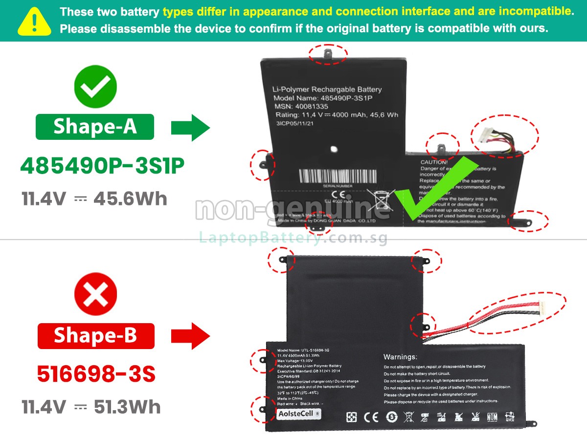 replacement EVOO UTL-516698-3S battery