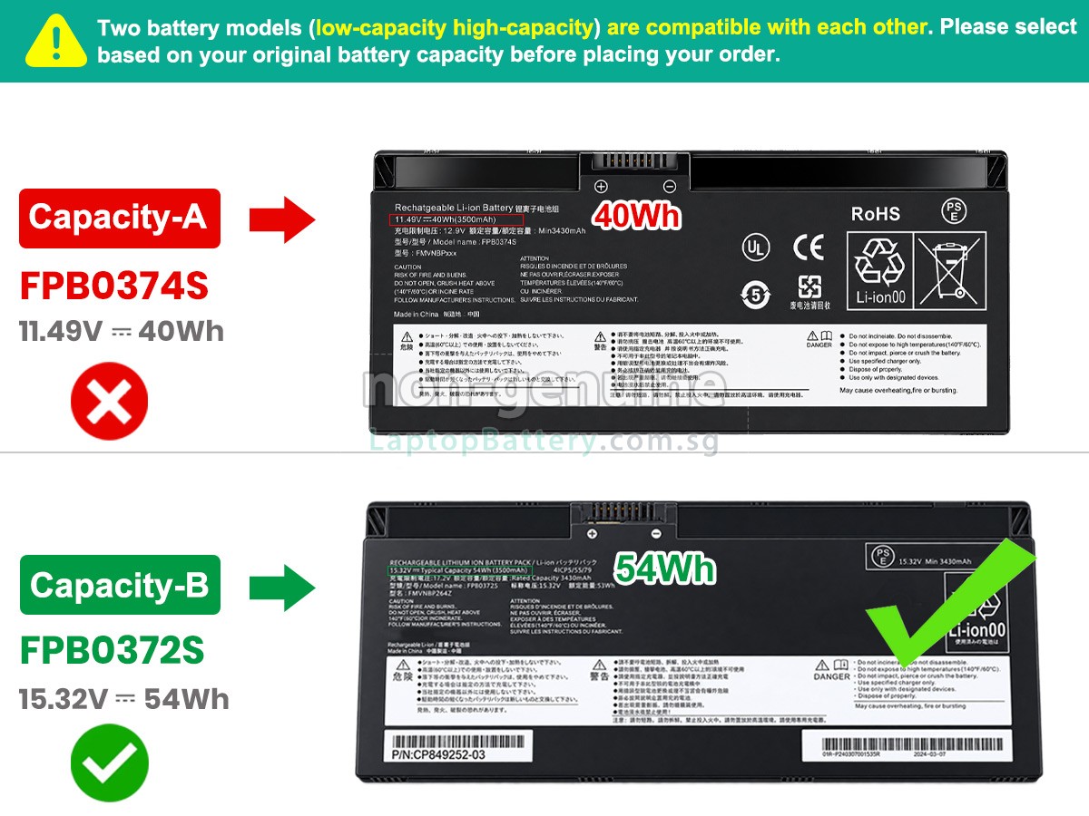 replacement Fujitsu CP854407-02 battery