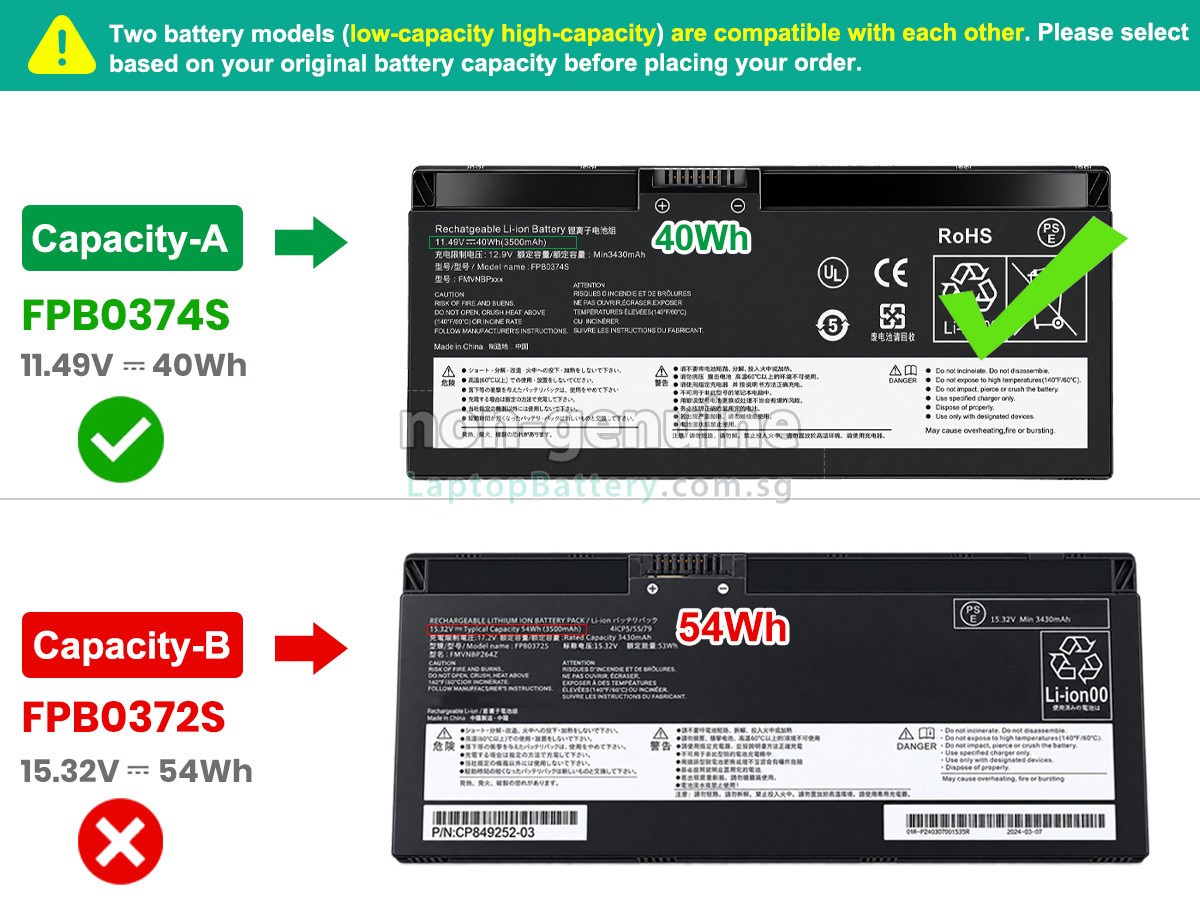 replacement Fujitsu CP854407-02 battery