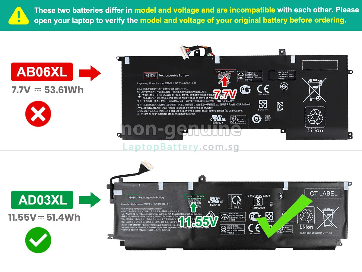 replacement HP Envy 13-AD053TX battery