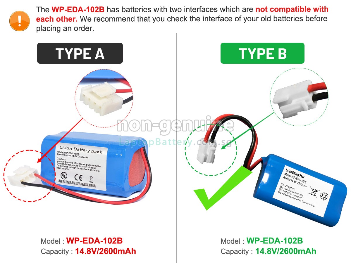 replacement KADEY YASEN WP-EDA-102B battery