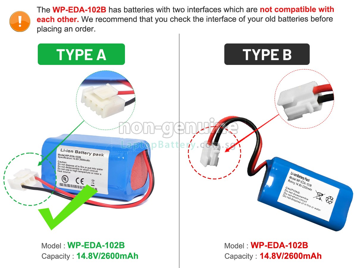 replacement KADEY YASEN WP-EDA-102B battery