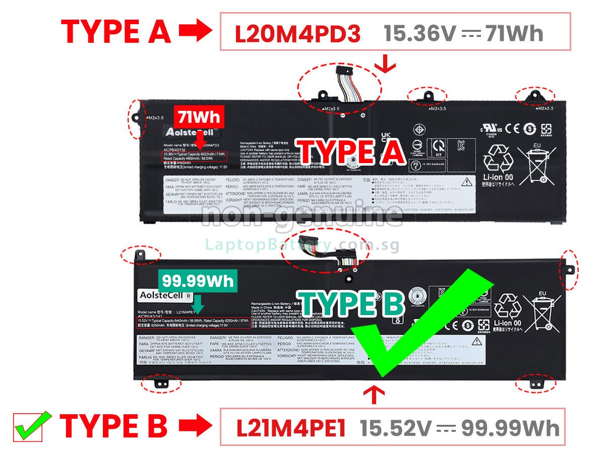 replacement Lenovo LEGION S7 16ARHA7-82UG002TKR battery