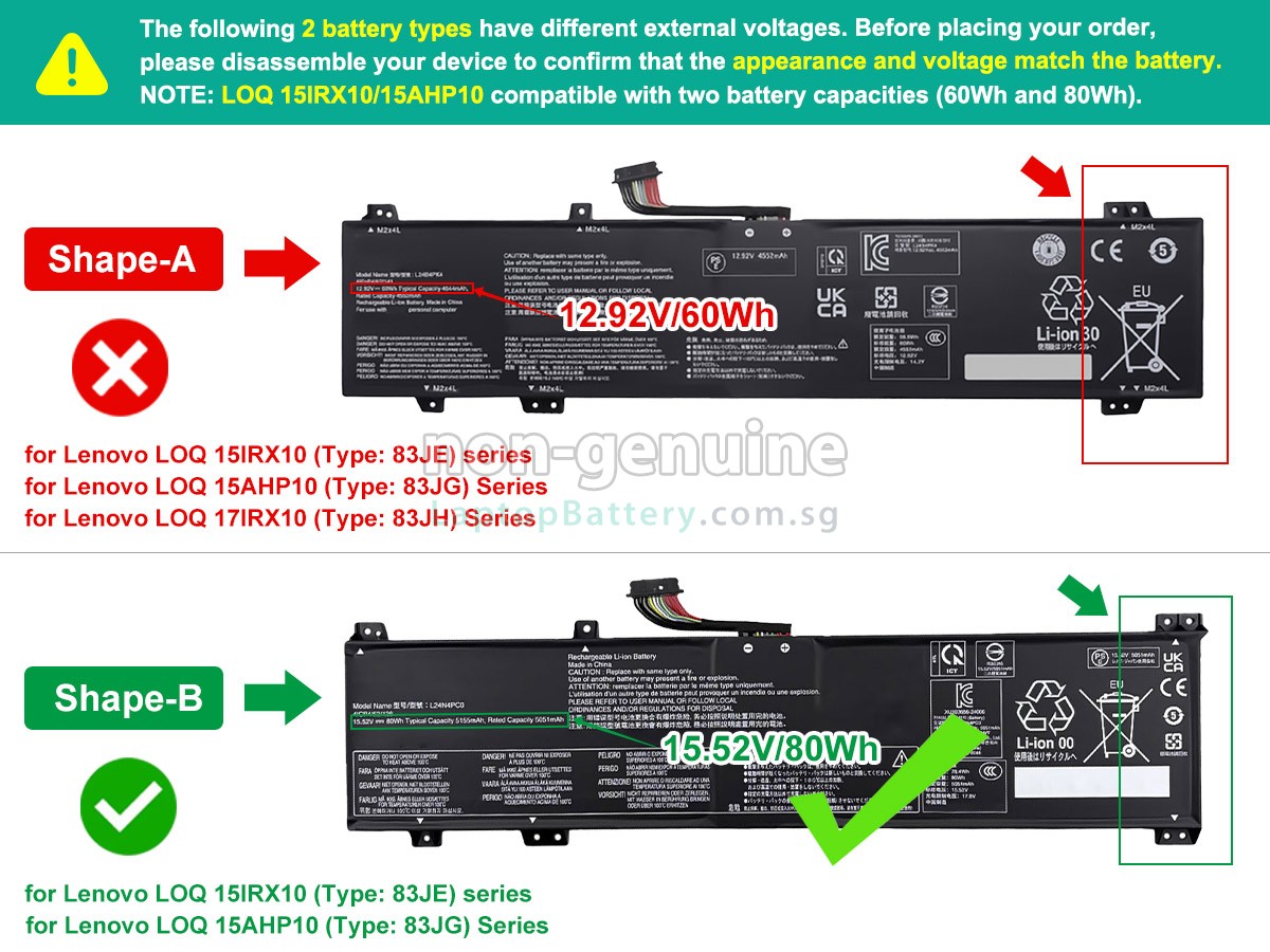 replacement Lenovo LOQ 15IRX10-83JE002CRK battery
