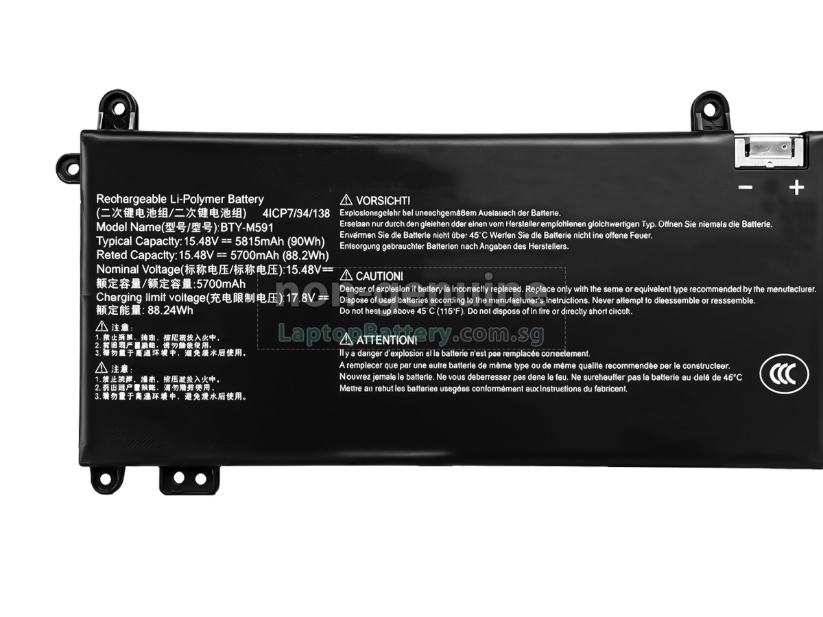 replacement MSI BTY-M591 battery
