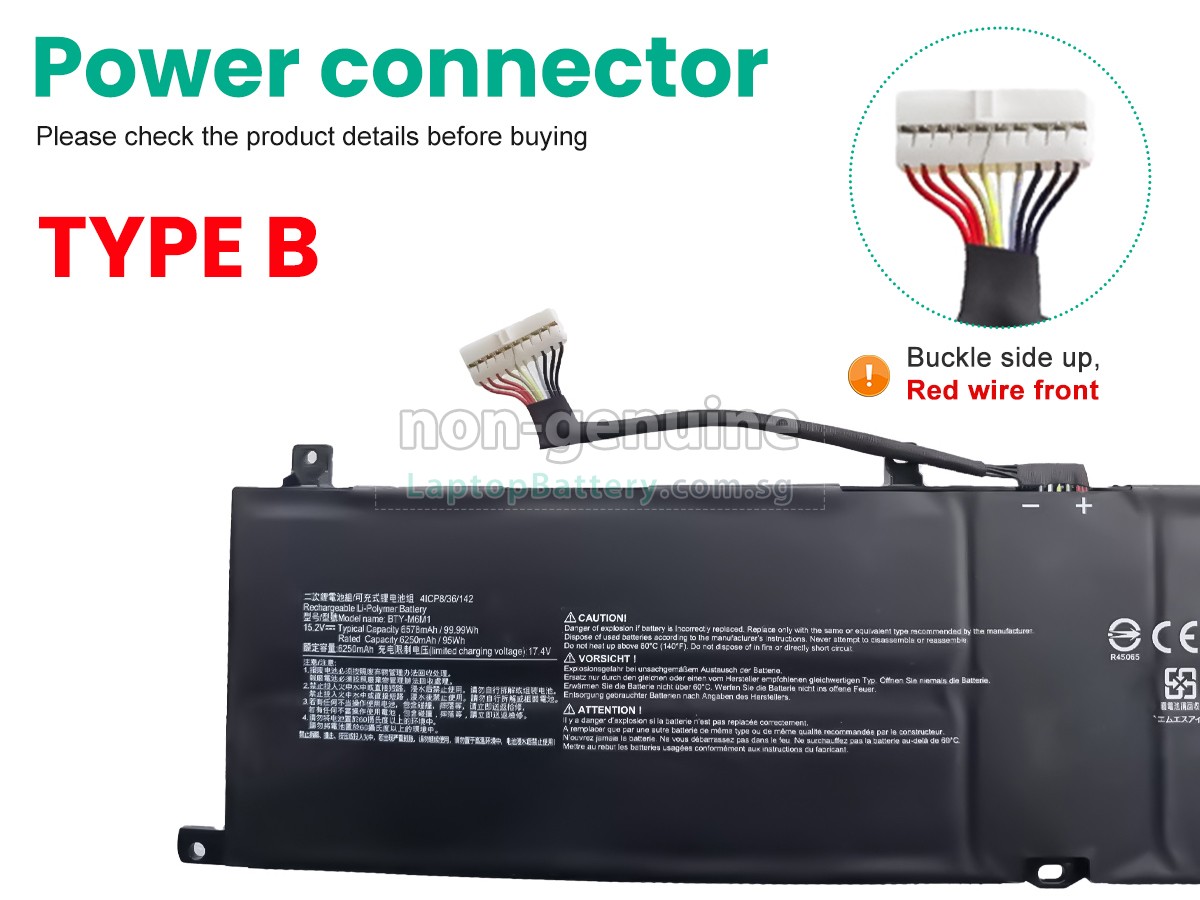 replacement MSI STEALTH GS77 12UHS-050AU battery