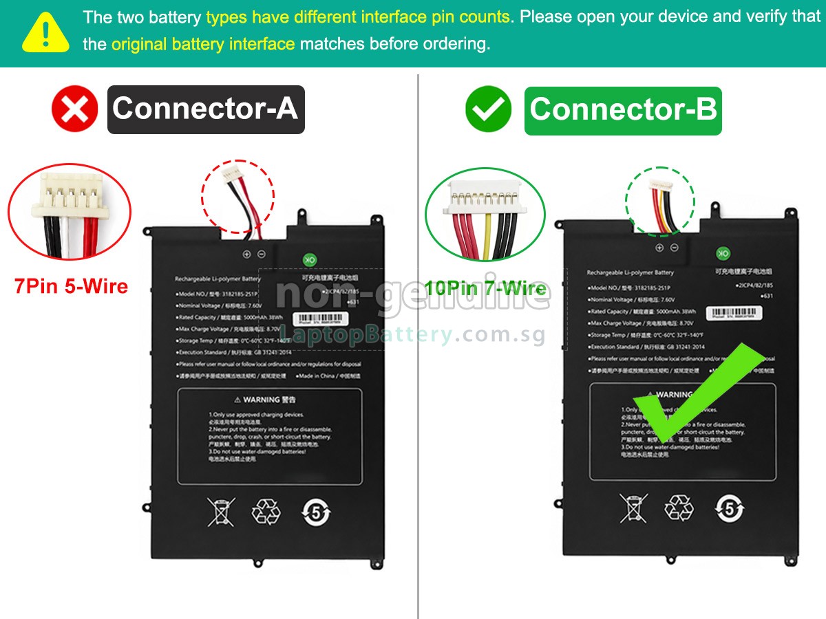 replacement Sgin 3182185-2S1P battery