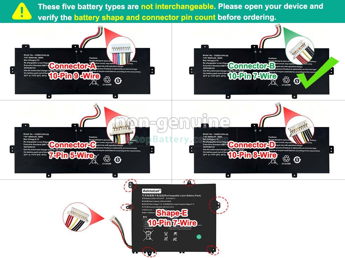replacement TongfangPC U3285131PV-2S1P battery