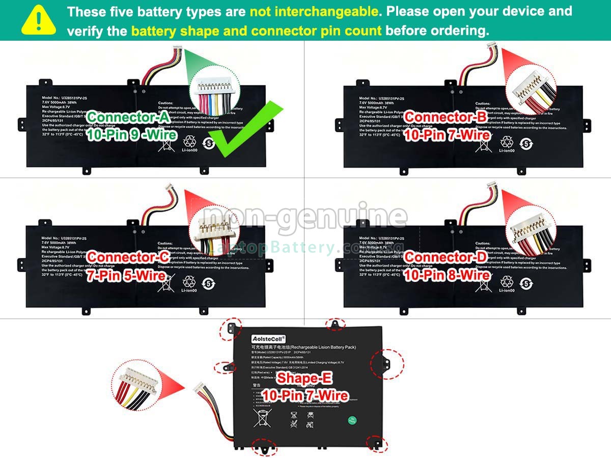 replacement TongfangPC U3285131PV-2S1P battery
