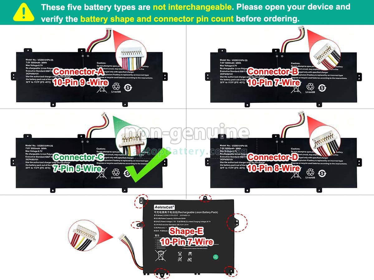 replacement TongfangPC U3285131PV-2S1P battery